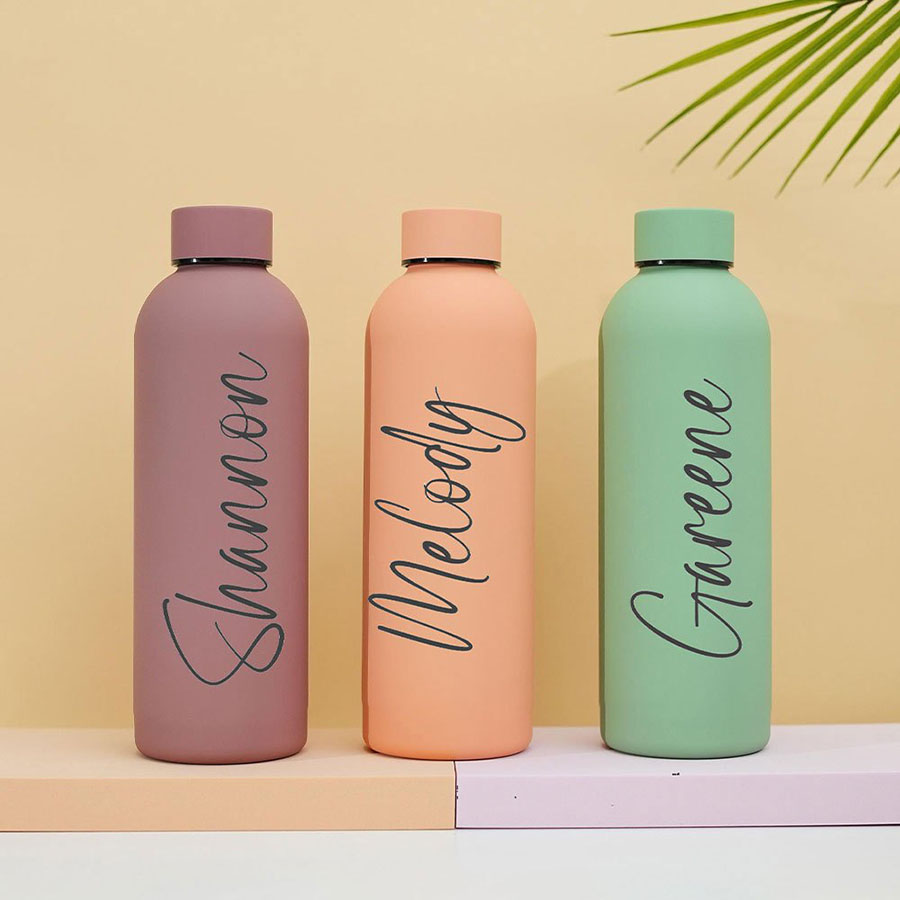 Sports Water Bottle Insulated - İsim Yazılı Mat Paslanmaz Çelik Su